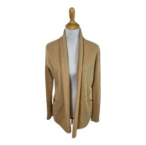 Max Studio 100% 2 Ply Cashmere Camel/Tan Color Open Front Cardigan Sweater Med.